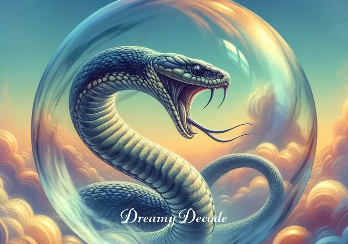 dream snake bite meaning _ A close-up of a dream bubble depicting a snake poised to strike.