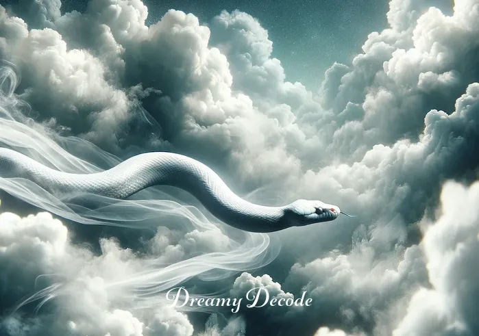 white snake bite dream meaning _ A white snake slithering ominously in the dream clouds.