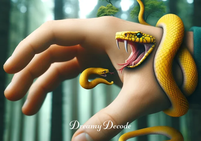 yellow snake bite dream meaning _ Yellow snake biting the dreamer