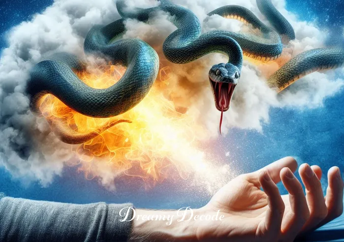 snake biting you in dream meaning _ The snake inside the dream cloud biting the dreamer