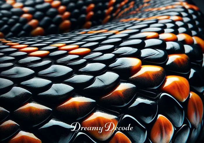 black and orange snake dream meaning _ A close-up view of the snake