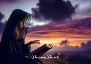 black cloak dream meaning _ The cloaked figure has vanished, leaving the young person alone with the book on the hill. The child looks at the horizon with a newfound sense of understanding and empowerment, as the first light of dawn creeps into the sky.