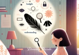 black clothes dream meaning _ In the final scene, the girl is back in her bedroom with a gentle morning light pouring in, holding a black feather in her hand, a keepsake from the dream, symbolizing the insight and understanding gained from the dream about black clothes.