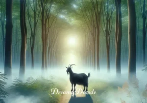 black goat dream meaning _ The dream sequence concludes with the black goat fading into a mist, leaving behind a bright path, suggesting the dreamer has found clarity and guidance in their waking life from the dream encounter.