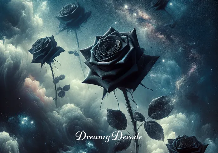 black rose dream meaning _ The black roses in the dream begin to gently fall from their stems, symbolizing the shedding of anxieties and the embracing of the unknown within the dreamer