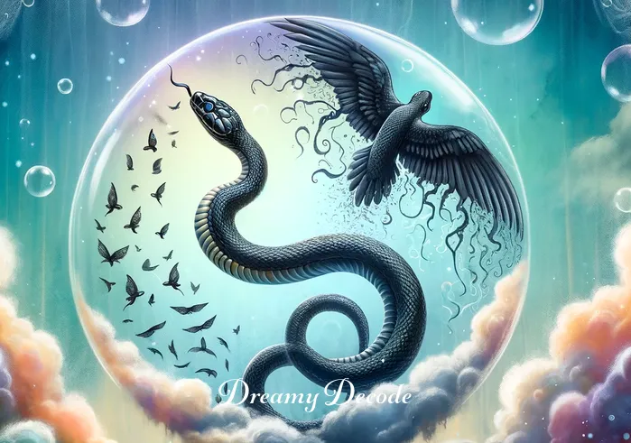 black snake in dream meaning _ The dream evolves as the person reaches out to gently touch the black snake, which raises its head but remains calm. This interaction in the dream symbolizes facing fears or gaining new understanding.