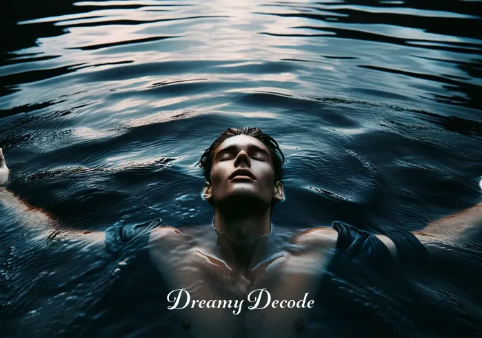 black water dream meaning _ The third image shows the person now fully submerged in the dark water, eyes closed and arms spread wide, as if embracing the experience. The water