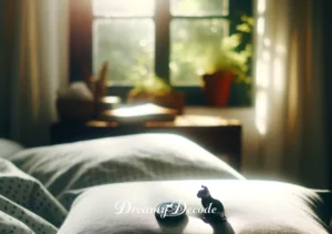 dream meaning black cat _ The dream concludes with the person waking up in their bed, the morning sun shining through the window. The black cat is no longer there, but a small, black cat-shaped charm lies on the pillow next to them, a reminder of their mystical journey.