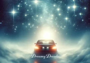 spiritual meaning of a black car in a dream _ The final scene shows the black car driving away into a misty horizon, leaving a trail of luminous stars in its wake. The scene symbolizes the dreamer's journey towards self-discovery and spiritual enlightenment, fading into the realm of dreams.