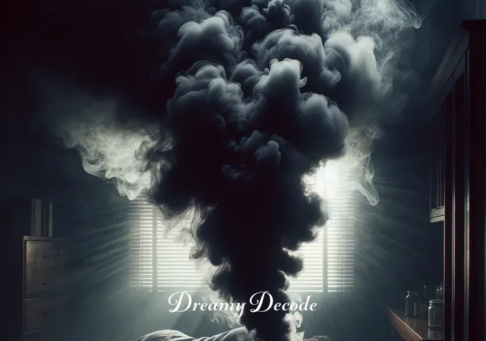 spiritual meaning of black smoke in a dream _ The smoke in the room has thickened, now resembling dark, swirling clouds. It