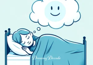 blanket dream meaning _ The final scene shows the person peacefully asleep in their bed, the blanket snugly wrapped around them. A dream bubble above their head illustrates a happy, fulfilling dream, symbolizing the comfort and insight gained from understanding their dreams.
