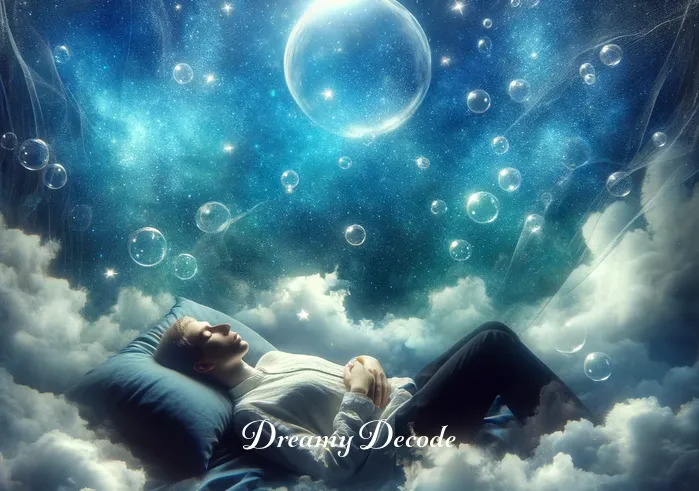 dream meaning period blood _ A dreamer peacefully sleeping under a starry night sky, symbolizing the beginning of a dream journey.