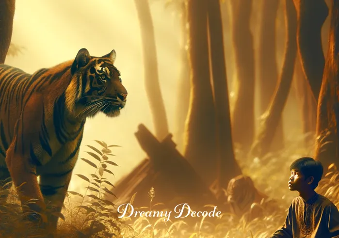 dream meaning tiger attack _ The same person, now with a look of mild concern, as the tiger begins to approach them slowly. The tiger