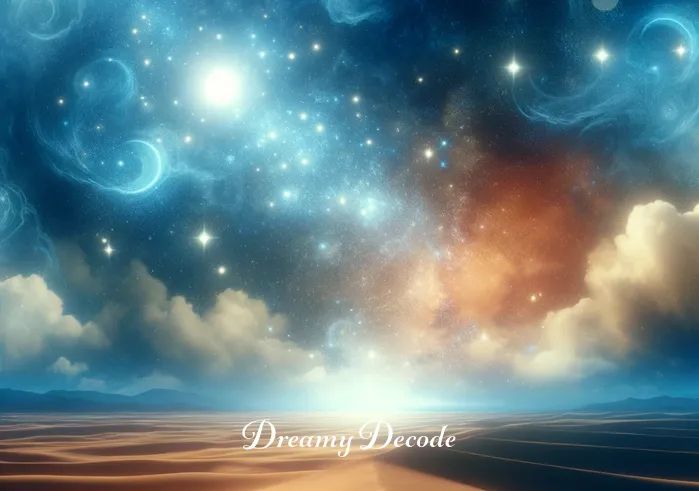 seeing period blood in dream spiritual meaning in islam _ A dreamlike image of a peaceful, starlit desert. The vast sky above is dotted with stars, symbolizing the vastness of the subconscious and the search for meaning in dreams.