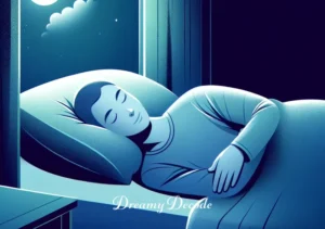 throwing up blood dream meaning _ The final scene shows the person peacefully asleep in their bed, with a serene expression. The room is softly lit by moonlight, suggesting a sense of tranquility and resolution after understanding their dream's meaning.