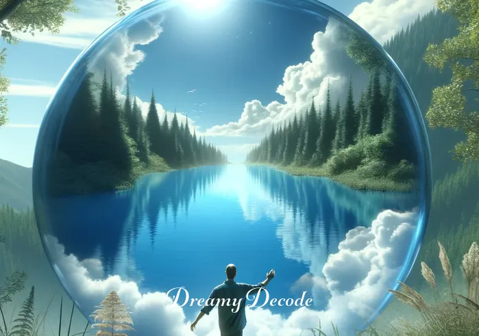 biblical meaning of blue in a dream _ The individual reaching a serene blue lake at the forest