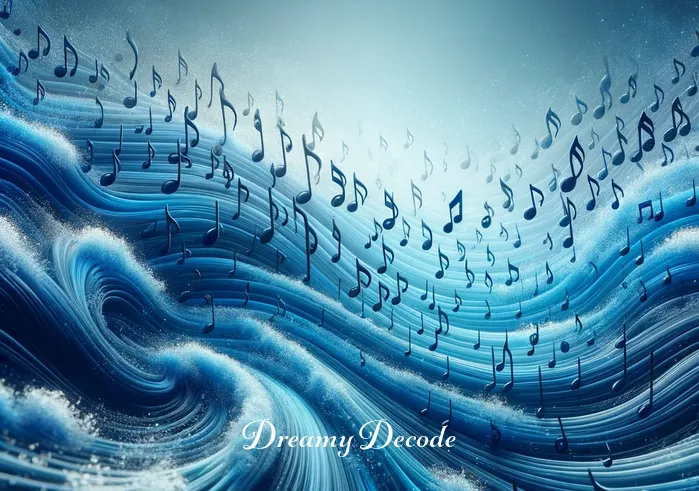 blue dream song meaning _ An abstract representation of musical notes flowing like a river through a landscape of varying shades of blue. Each note appears to be a droplet of water, contributing to the river