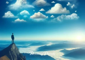 blue in dream meaning _ The final scene depicts the dreamer reaching the top of a high mountain, overlooking a panoramic view of blue skies and distant horizons. The sense of achievement and broadened perspectives in dreams is symbolized by the vast, open skies and the expansive view.