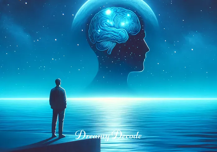 blue ocean dream meaning _ The scene transitions to a solitary figure standing at the edge of the water, gazing into the distance. Their posture is relaxed, yet reflective, as they contemplate the vastness before them. This image symbolizes the dreamer