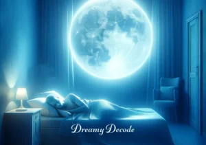 color blue in dream meaning _ In the final image, the person is seen sleeping peacefully in a room bathed in soft blue moonlight. This scene encapsulates the overall theme of the article, showing how the color blue in dreams can lead to a sense of peace, clarity, and emotional well-being.