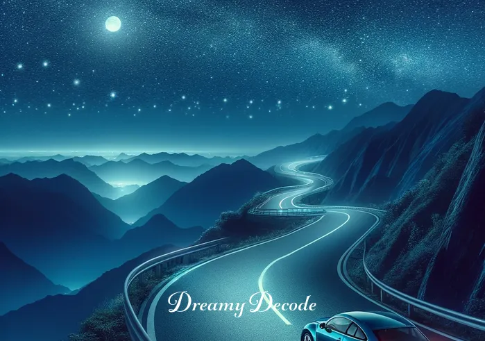 spiritual meaning of a blue car in a dream _ The dream sequence shifts to the blue car smoothly cruising along a winding, starlit mountain road, reflecting the dreamer