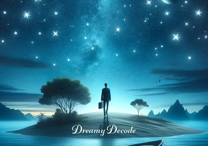 boat dream meaning _ Finally, the boat is docked at the island, under a starry night sky. The person steps onto the island, looking up at the stars in wonder, symbolizing the achievement of personal goals and the discovery of new horizons.