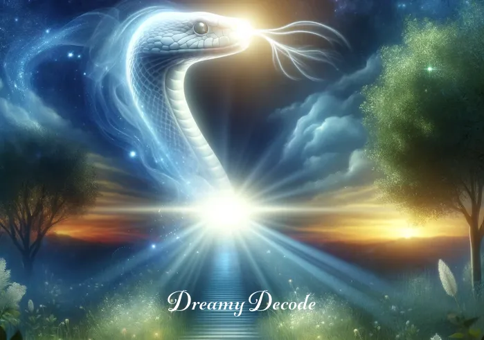 snake head without body dream meaning _ The snake head transforming into a bright light, illuminating the dreamer