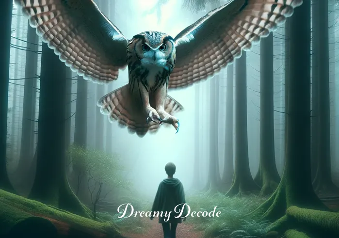 owl attack dream meaning _ In the next moment, the owl swoops down towards the dreamer, who now looks slightly startled yet intrigued. The owl