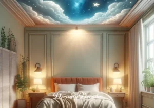 broken ceiling dream meaning _ A restored bedroom with a newly repaired ceiling, brighter and more spacious than before. This signifies the resolution of challenges and personal growth, aligning with the theme of overcoming obstacles in dream interpretations.
