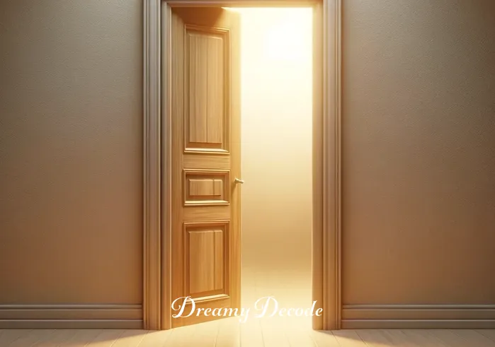 broken door dream meaning _ The same door now appears slightly ajar, creating a sense of curiosity and anticipation. This signifies the dreamer