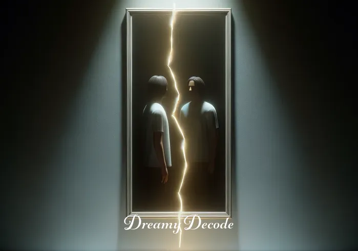 broken mirror dream meaning _ The same mirror now appears with a single, thin crack running across its surface. The dreamer