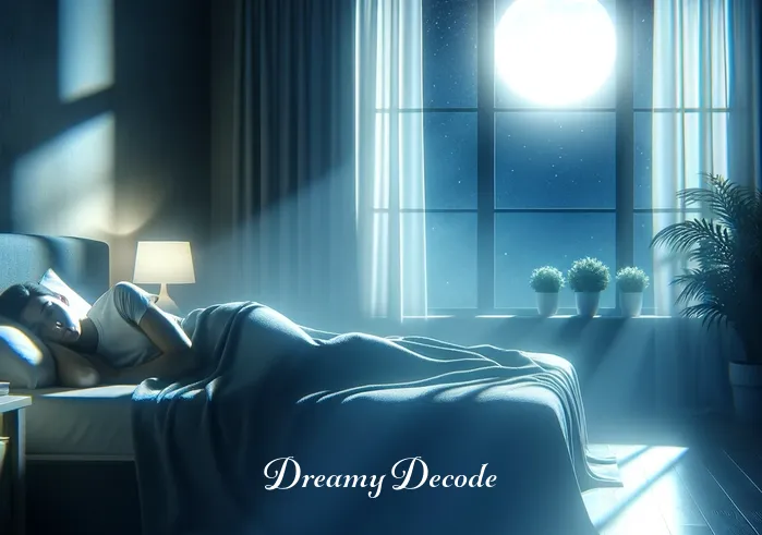broken teeth in dream meaning _ A person peacefully sleeping in a cozy bedroom, with soft moonlight filtering through the window, casting a serene glow over the room. The dreamer