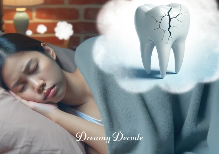 broken teeth in dream meaning _ The same sleeping person now with a slightly furrowed brow, indicating a shift in the dream