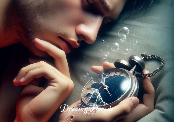 broken watch dream meaning _ In the next scene, the dreamer is seen examining the broken watch on their wrist, reflecting a personal connection to the concept of stopped time. The watch is old and worn, with its glass cracked and hands detached, lying at the bottom of the face. The dreamer