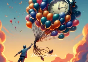 broken watch dream meaning _ In the final scene, the dreamer is outside, releasing the now fixed watch tied to a bunch of colorful balloons into the sky. The sky is a canvas of warm sunrise hues, and the watch ascends peacefully, symbolizing the dreamer's acceptance and letting go of the constraints and worries associated with time, as interpreted in the dream.