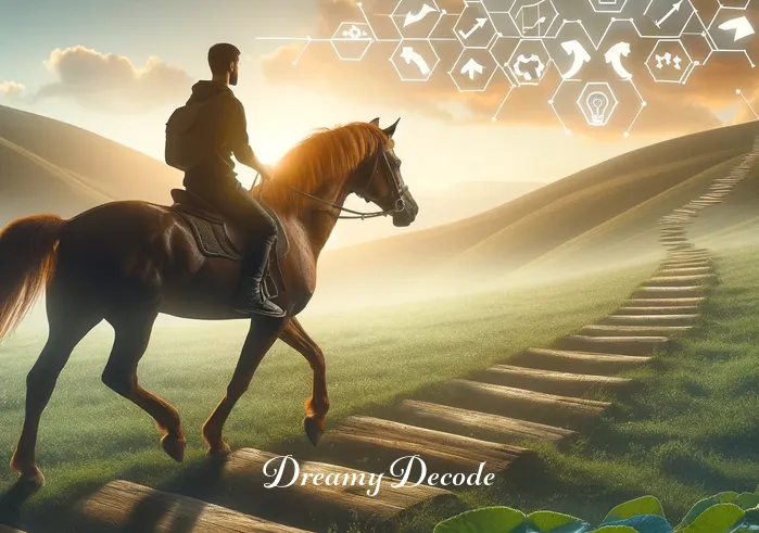 brown horse in dream meaning _ The final scene shows the person riding the brown horse across the meadow, symbolizing a journey. The dream conveys a message of progress, overcoming obstacles, and moving forward with confidence and grace.