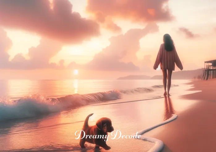 brown puppy dream meaning _ In the next scene, the dreamer and the brown puppy are walking along a peaceful beach at sunset. The sky is painted in hues of orange and pink, and the gentle sound of waves creates a tranquil and reflective mood. The puppy playfully chases the ebbing waves, symbolizing freedom and exploration.