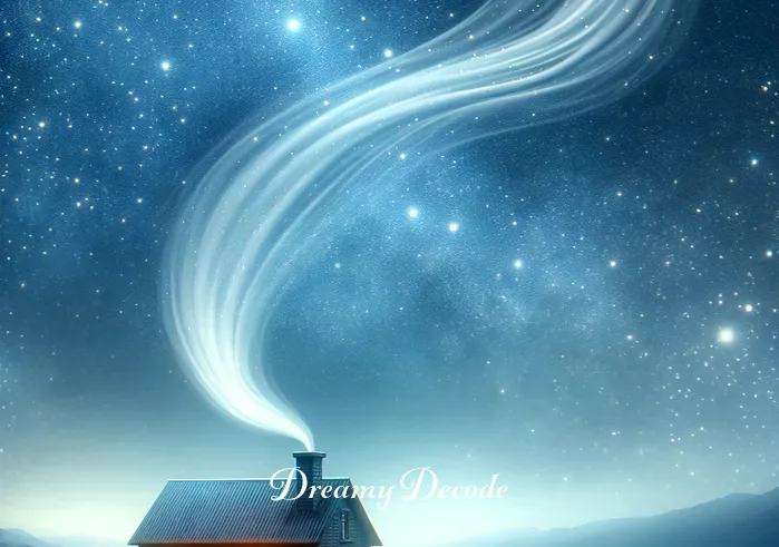 spiritual meaning of a burning house in a dream _ The house, under the same starlit sky, begins to emit soft wisps of smoke from the chimney, gently swirling into the night. This signifies the onset of change or transformation in the dream