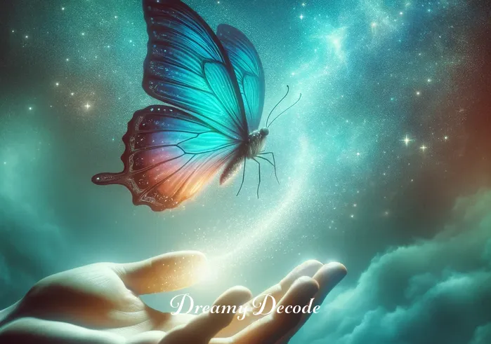 butterfly dream meaning _ The dream sequence shows a vast, lush garden, where a multitude of vibrant butterflies flutter around blooming flowers, representing a journey of transformation and growth in the dream.