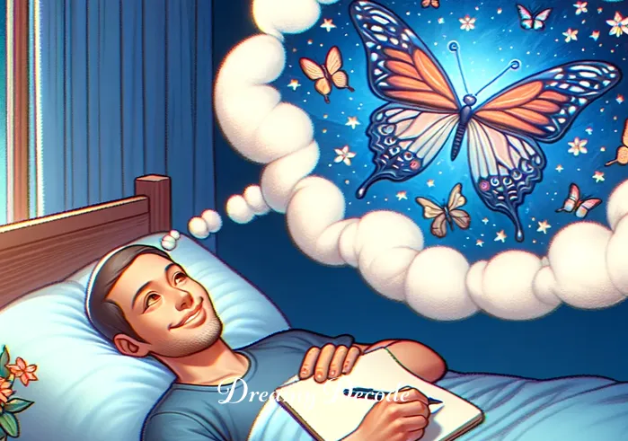 butterfly dream meaning _ In the dream, a single, large, iridescent butterfly lands gently on the dreamer