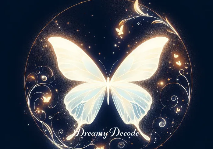 white butterfly in dream meaning _ The dream concludes with the white butterfly transforming into a soft, glowing light, illuminating the dreamer's path forward. This transformation signifies enlightenment, hope, and the awakening of new possibilities within the dreamer.