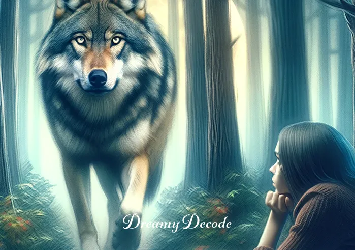 wolf attack dream meaning _ The same dreamer now gazes at the wolf as it begins to approach slowly, its eyes gleaming with intelligence. The forest around them seems to hold its breath, the air filled with a mix of apprehension and awe. The wolf