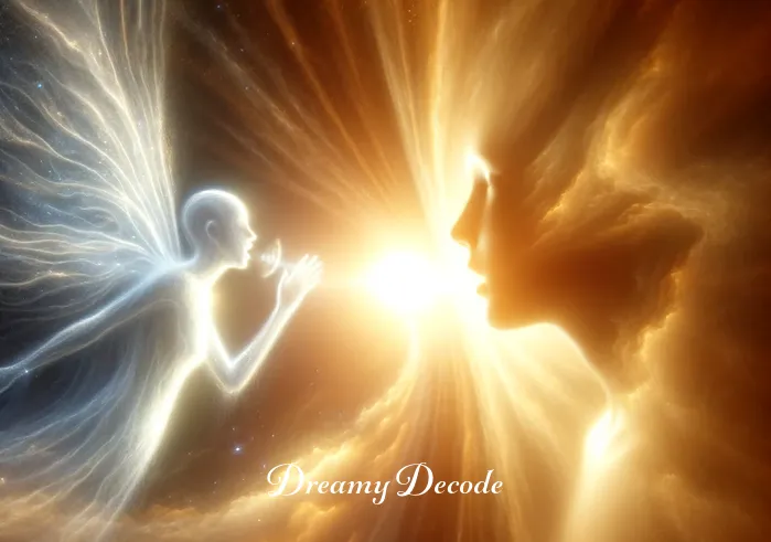 spiritual meaning of hearing your name called in a dream _ In this part of the dream, an ethereal figure appears, radiating a soft, warm glow. The figure seems to be whispering, symbolizing the moment the dreamer hears their name called. The expression on the dreamer