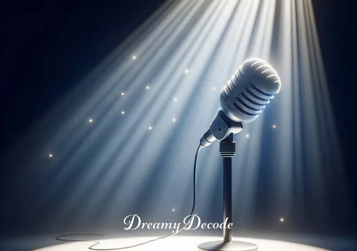 if i can dream lyrics meaning _ A stage with a single spotlight illuminating an empty microphone, suggesting a call to action and the power of voice, resonating with the song