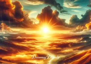 if i can dream song meaning _ A vibrant sunrise breaking through dark clouds, casting a warm, golden light over a rejuvenated landscape, embodying the song's culmination of hope and realization of dreams.