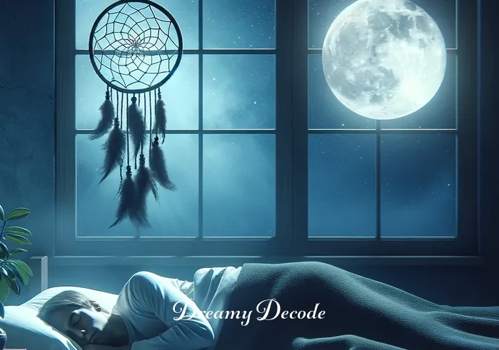 stolen car dream meaning _ The final scene shows the person peacefully asleep in bed, with a dreamcatcher hanging above. The room is dimly lit by the moonlight peering through the window, suggesting a tranquil and restful night. This image represents the culmination of their quest for understanding, implying a resolved mind and a peaceful return to slumber, possibly with new insights about their dream.
