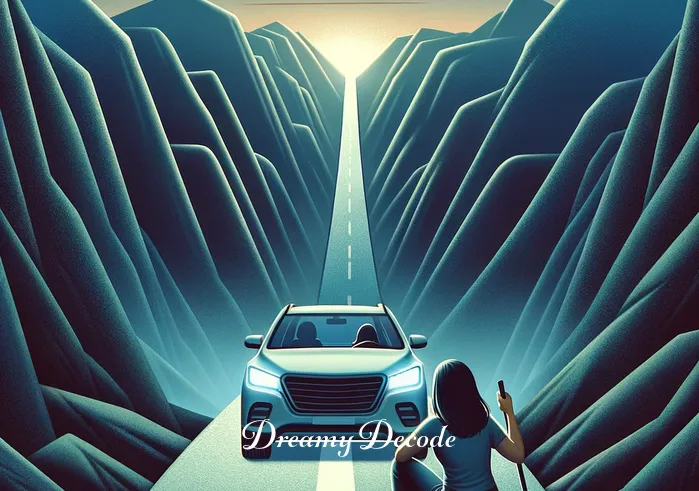 woman driving car in dream meaning _ Now, the car ascends a steep hill, with the woman focused intently on navigating the challenging path. This represents overcoming obstacles or confronting challenges in the dreamer