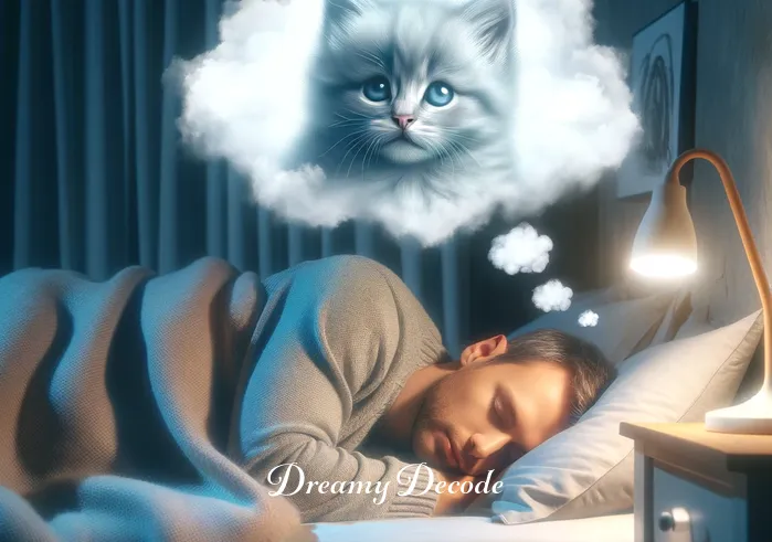 cat dying in dream meaning _ The same bedroom, now with a dream cloud above the sleeping person