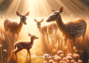 baby deer dream meaning _ Finally, the baby deer is seen joining a group of other deer in the meadow, symbolizing the dreamer's connection with others or a sense of belonging, as described in the context of baby deer dream interpretations.