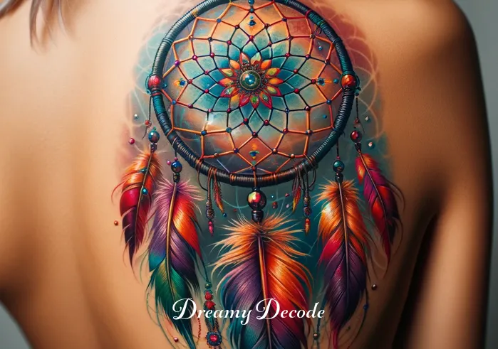 tattoo dream catcher meaning _ The dream catcher tattoo, now vividly inked on the client